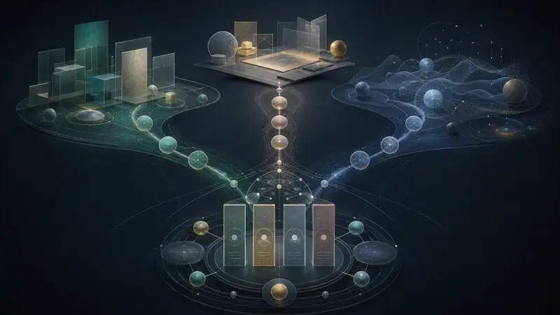 Dark scientific BaZi career cover with one chart core branching into several balanced work pathways, representing multiple possible environments.