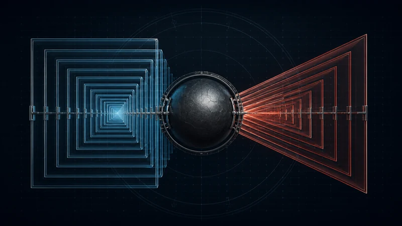 Technical dark cover with one Day Master core held between two equally weighted control fields, representing Direct Officer and Seven Killings.